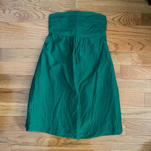 Banana Republic Factory Y2K Strapless Mini Dress Womens 2P Green Cotton Silk - Picture 1 of 8